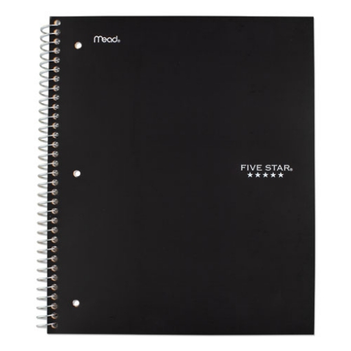 Picture of Wirebound Notebook with Two Pockets, 1-Subject, Medium/College Rule, Black Cover, (100) 11 x 8.5 Sheets