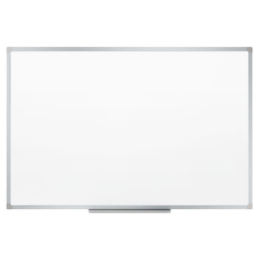 Picture of dry erase board with aluminum frame, 36 x 24, melamine white surface, silver aluminum frame