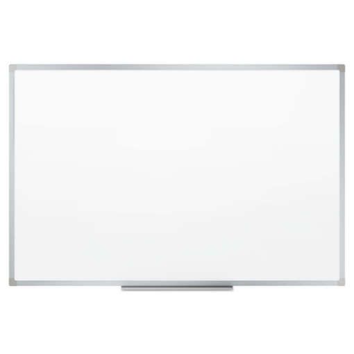 Picture of Dry Erase Board with Aluminum Frame, 72 x 48, Melamine White Surface, Silver Aluminum Frame