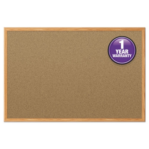 Picture of Economy Cork Board with Oak Frame, 48 x 36, Tan Surface, Oak Fiberboard Frame