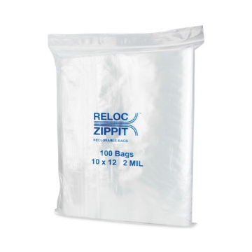 Picture of Zippit Resealable Bags, 2 mil, 10 x 12, Clear, 100 Bags/Pack, 10 Packs/Carton