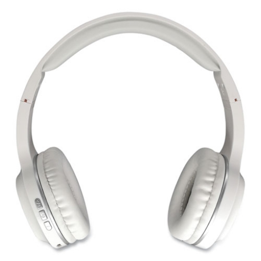 Picture of TREMORS Stereo Wireless Headphones with Microphone, 3 ft Cord, White/Gray