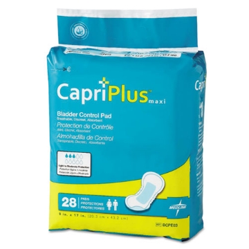 Picture of Capri Plus Bladder Control Pads, Ultra Plus, 8" X 17", 28/pack, 6/carton