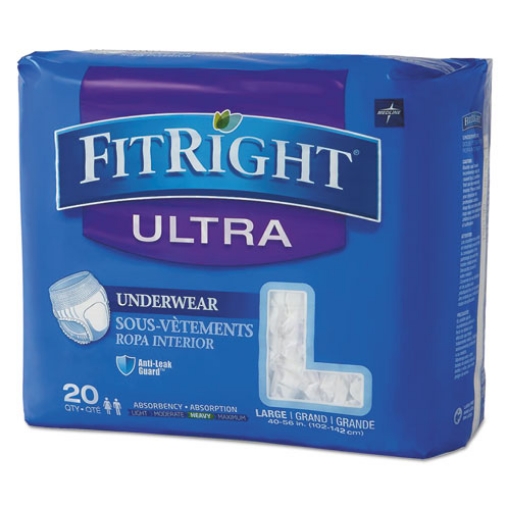 Picture of Fitright Ultra Protective Underwear, Large, 40" To 56" Waist, 20/pack