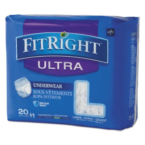 Picture of Fitright Ultra Protective Underwear, Large, 40" To 56" Waist, 20/pack, 4 Pack/carton