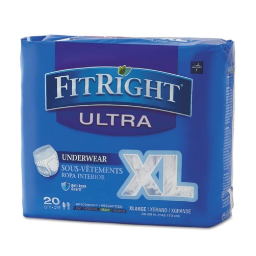 Picture of Fitright Ultra Protective Underwear, X-Large, 56" To 68" Waist, 20/pack