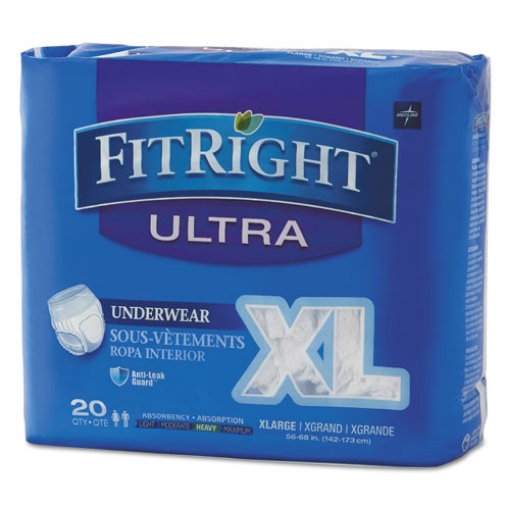 Picture of Fitright Ultra Protective Underwear, X-Large, 56" To 68" Waist, 20/pack, 4 Pack/carton