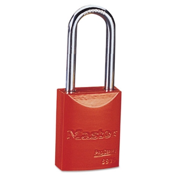 Picture of Pro Series High Visibility Aluminum Padlock, 5 Pin, Red