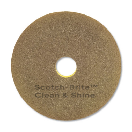 Picture of Clean And Shine Pad, 17" Diameter, Brown/yellow, 5/carton