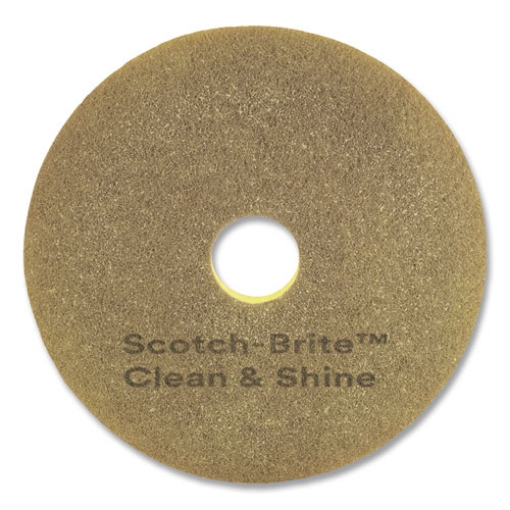 Picture of Clean And Shine Pad, 13" Diameter, Brown/yellow, 5/carton