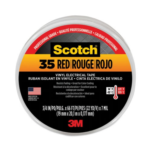 Picture of Scotch 35 Vinyl Electrical Color Coding Tape, 3" Core, 0.75" X 66 Ft, Red