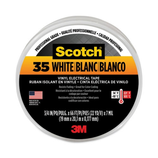 Picture of Scotch 35 Vinyl Electrical Color Coding Tape, 3" Core, 0.75" X 66 Ft, White