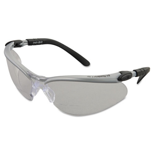 Picture of BX Molded-In Diopter Safety Glasses, 1.5+ Diopter Strength, Silver/Black Frame, Clear Lens, 20/Box