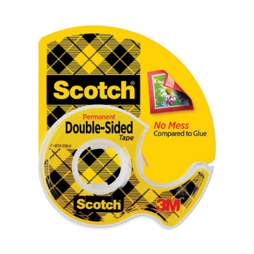 Picture of Double-Sided Permanent Tape In Handheld Dispenser, 1" Core, 0.5" X 20.83 Ft, Clear