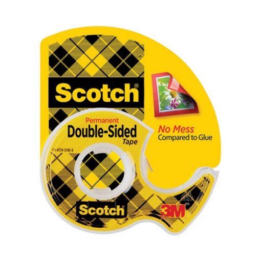 Picture of Double-Sided Permanent Tape In Handheld Dispenser, 1" Core, 0.5" X 37.5 Ft, Clear