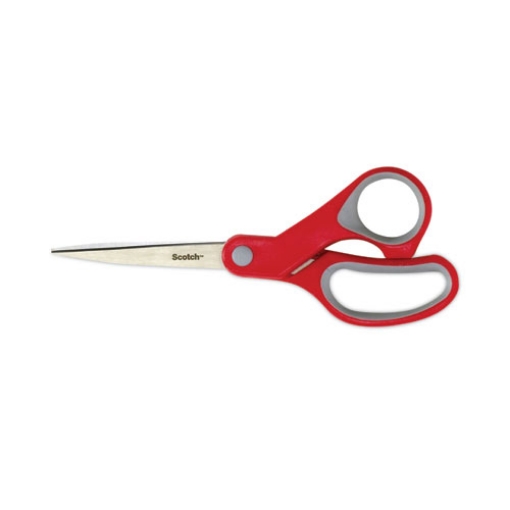 Picture of Multi-Purpose Scissors, 8" Long, 3.38" Cut Length, Gray/red Straight Handle