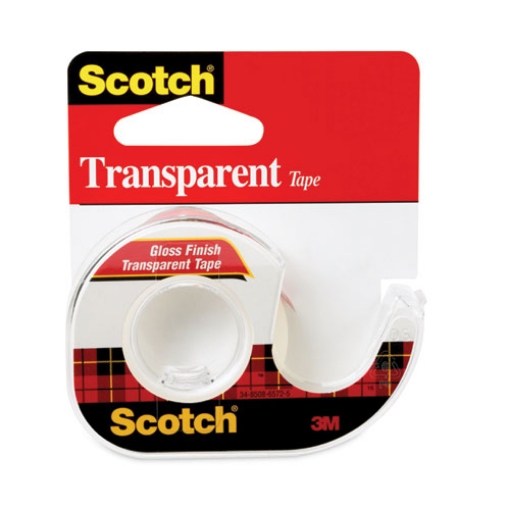 Picture of Transparent Tape In Handheld Dispenser, 1" Core, 0.5" X 37.5 Ft, Transparent