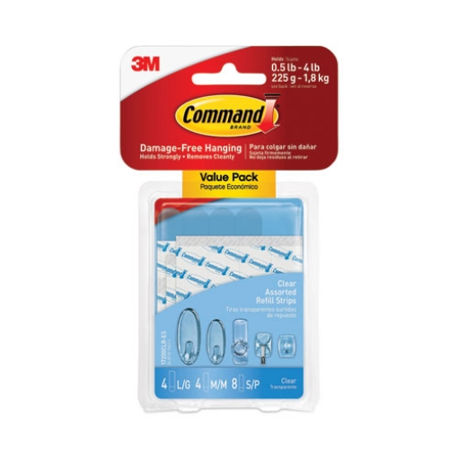 Picture of Assorted Refill Strips, Removable, (8) Small 0.75 X 1.75, (4) Medium 0.75 X 2.75, (4) Large 0.75 X 3.75, Clear, 16/pack