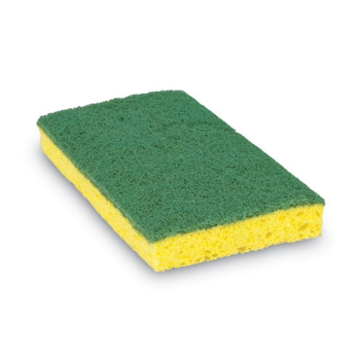 Picture of Medium-Duty Scrubbing Sponge, 3.6 X 6.1, 0.7" Thick, Yellow/green, 60/carton