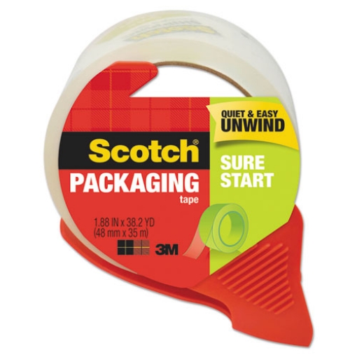 Picture of Sure Start Packaging Tape With Dispenser, 3" Core, 1.88" X 38.2 Yds, Clear