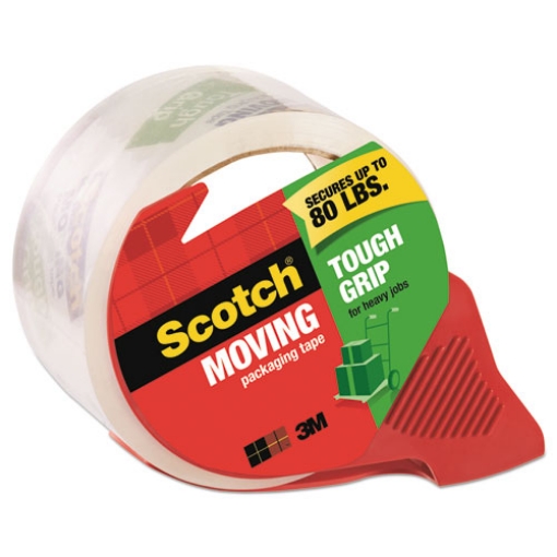 Picture of Tough Grip Moving Packaging Tape With Dispenser, 3" Core, 1.88" X 54.6 Yds, Clear