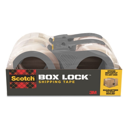 Picture of Box Lock Shipping Packaging Tape With Dispenser, 3" Core, 1.88" X 54.6 Yds, Clear, 4/pack