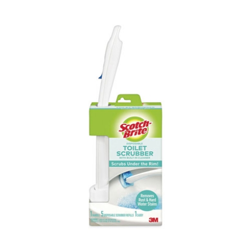 Picture of Toilet Scrubber Starter Kit, 1 Handle And 5 Scrubbers, White/Blue