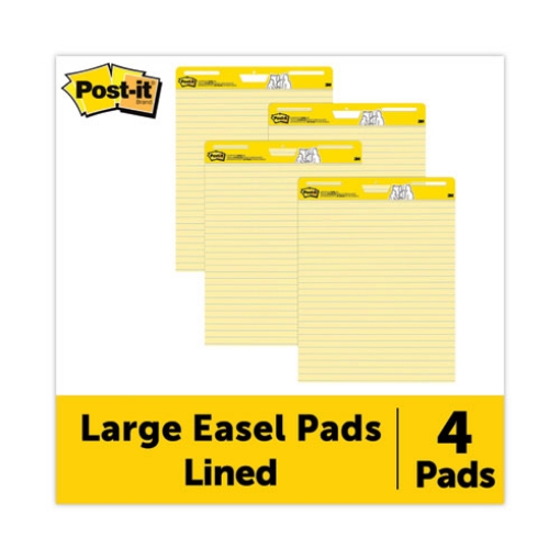 Picture of Vertical-Orientation Self-Stick Easel Pad Value Pack, Presentation Format (1.5" Rule), 25 x 30, Yellow, 30 Sheets, 4/Carton