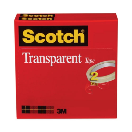 Picture of Transparent Tape, 3" Core, 0.5" X 72 Yds, Transparent, 2/pack