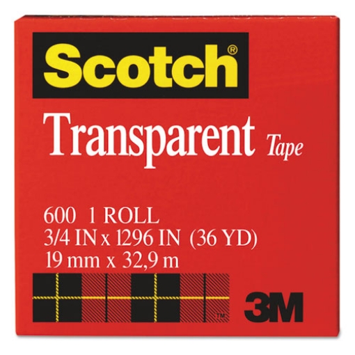 Picture of Transparent Tape, 1" Core, 0.75" X 36 Yds, Transparent