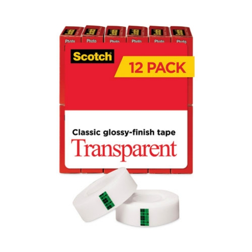 Picture of Transparent Tape, 1" Core, 0.75" X 83.33 Ft, Transparent, 12/pack