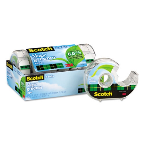 Picture of Magic Greener Tape With Dispenser, 1" Core, 0.75" X 50 Ft, Clear, 6/pack