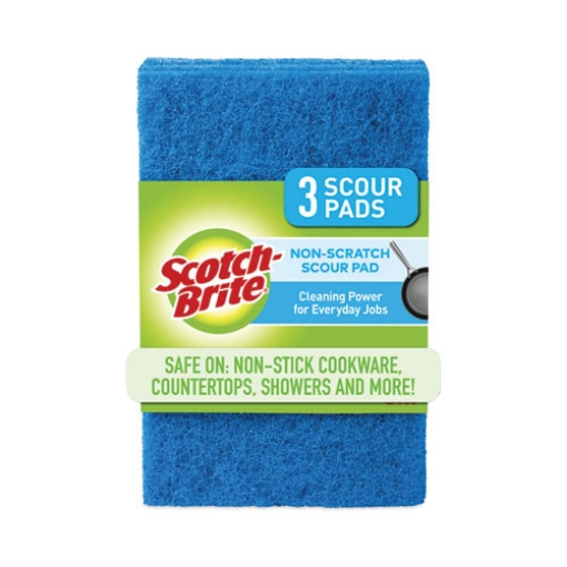 Picture of Non-Scratch Scour Pads, Size 3 X 6, Blue, 10/carton