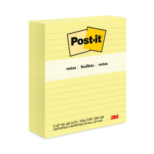 Picture of Original Pads in Canary Yellow, Note Ruled, 3" x 5", 100 Sheets/Pad, 12 Pads/Pack