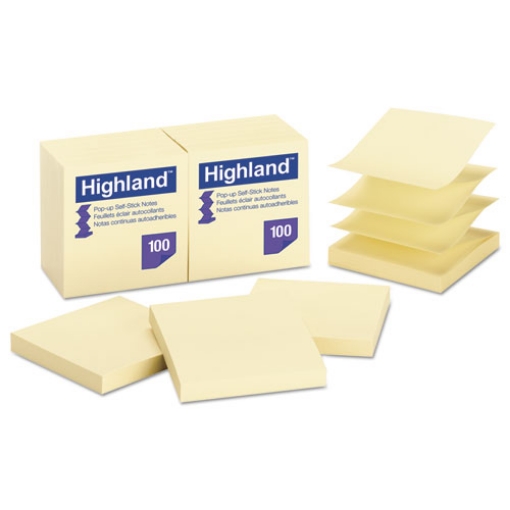 Picture of Self-Stick Pop-up Notes, 3" x 3", Yellow, 100 Sheets/Pad, 12 Pads/Pack