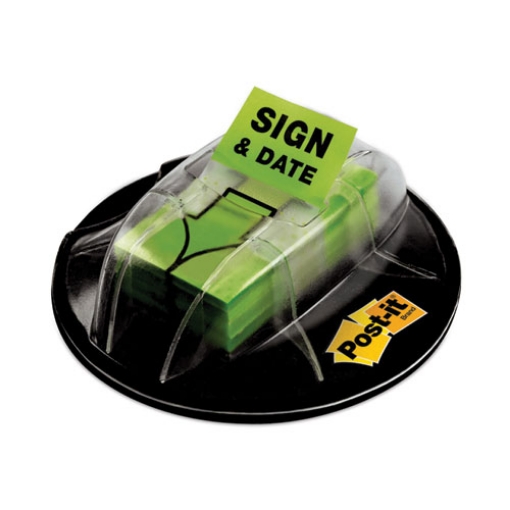 Picture of Page Flags In Dispenser, "sign And Date", Bright Green, 200 Flags/dispenser