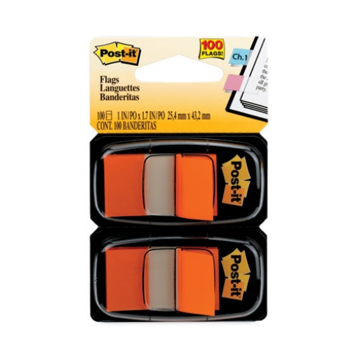 Picture of Standard Page Flags in Dispenser, Orange, 50 Flags/Dispenser, 2 Dispensers/Pack