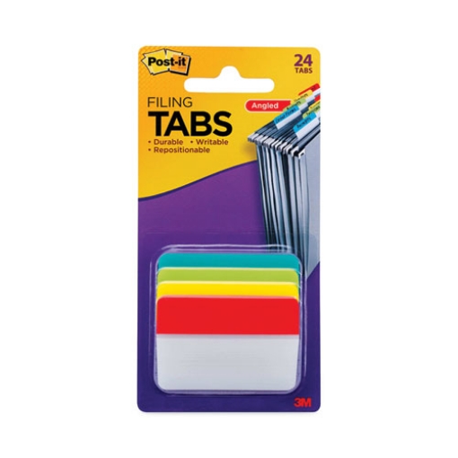 Picture of 2" Plain Solid Color Angled Tabs, 1/5-Cut, Assorted Colors, 2" Wide, 24/Pack