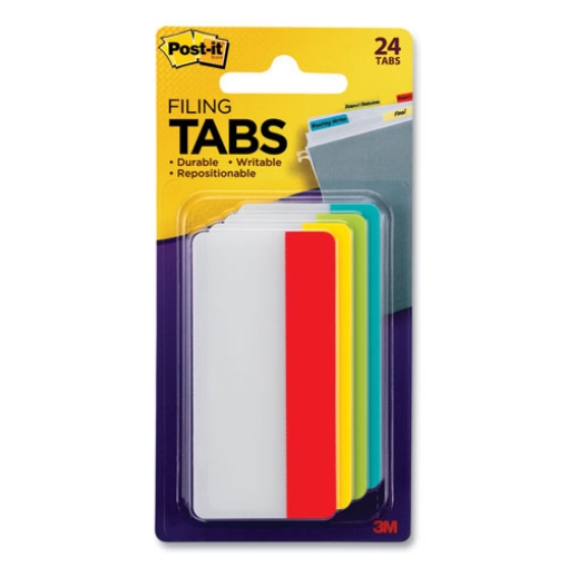 Picture of Solid Color Tabs, 1/3-Cut, Assorted Colors, 3" Wide, 24/Pack