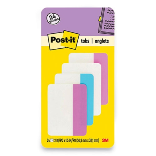 Picture of Solid Color Tabs, 1/5-Cut, Assorted Pastel Colors, 2" Wide, 24/Pack