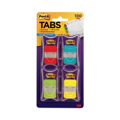 Picture of 1" Plain Solid Color Tabs, 1/5-Cut, Assorted Colors, 1" Wide, 100/Pack