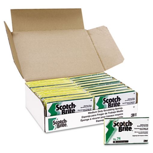 Picture of Medium-Duty Scrubbing Sponge, 3.6 X 6.1, 0.7" Thick, Yellow/green, 20/carton