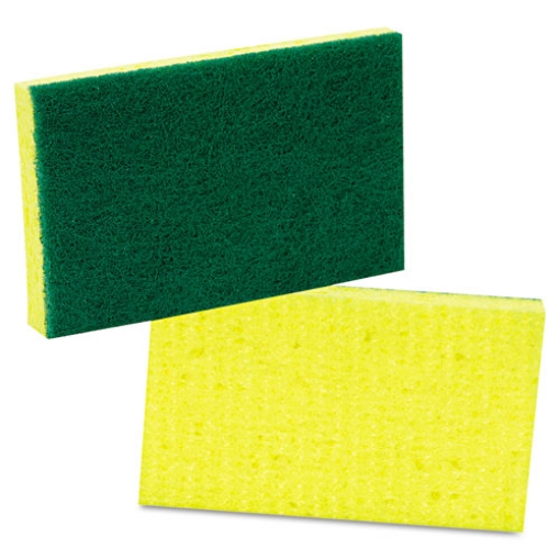 Picture of Medium-Duty Scrubbing Sponge, 3.6 X 6.1, 0.7" Thick, Yellow/green, 10/pack