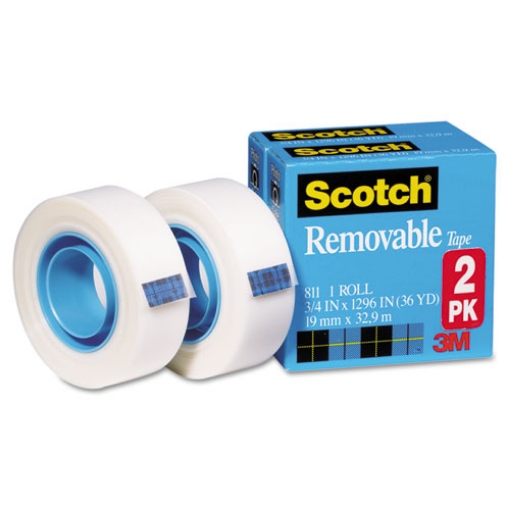 Picture of Removable Tape, 1" Core, 0.75" X 36 Yds, Transparent, 2/pack