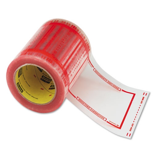 Picture of Pouch Tape, 3" Core, 5" X 6", Transparent, Orange Border