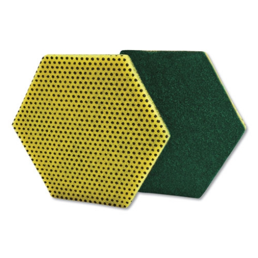 Picture of Dual Purpose Scour Pad, 5 x 5.75, Green/Yellow, 15/Carton