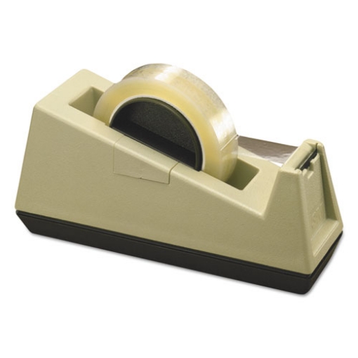 Picture of Heavy-Duty Weighted Desktop Tape Dispenser, 3" Core, Plastic, Putty/brown