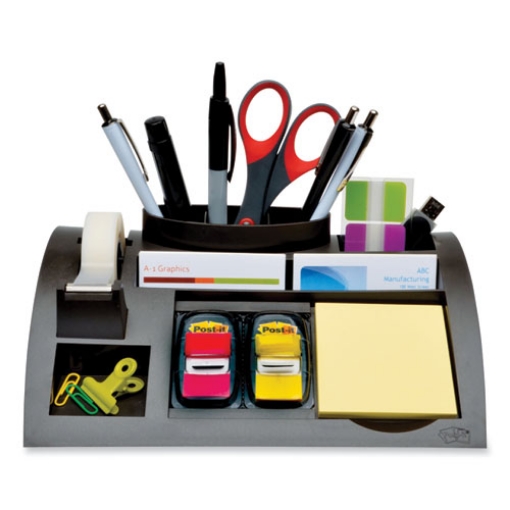 Picture of Notes Dispenser with Weighted Base, 9 Compartments, Plastic, 10.25 x 6.75 x 2.75, Black