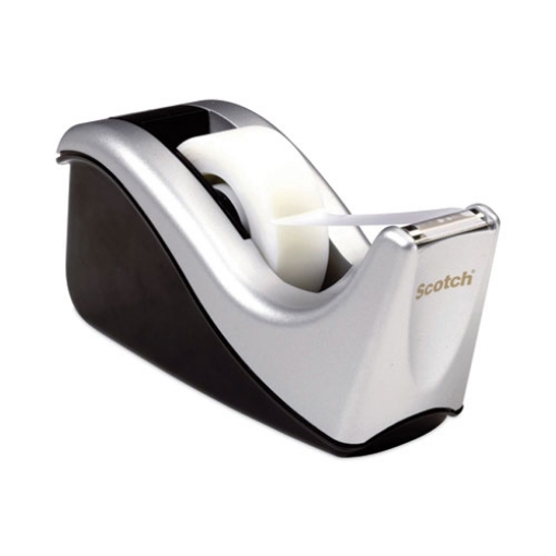 Picture of Value Desktop Tape Dispenser, Attached 1" Core, Black/silver