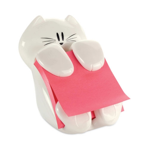 Picture of Cat Notes Dispenser, For 3 x 3 Pads, White, Includes (1) Rio de Janeiro Super Sticky Pop-up Pad